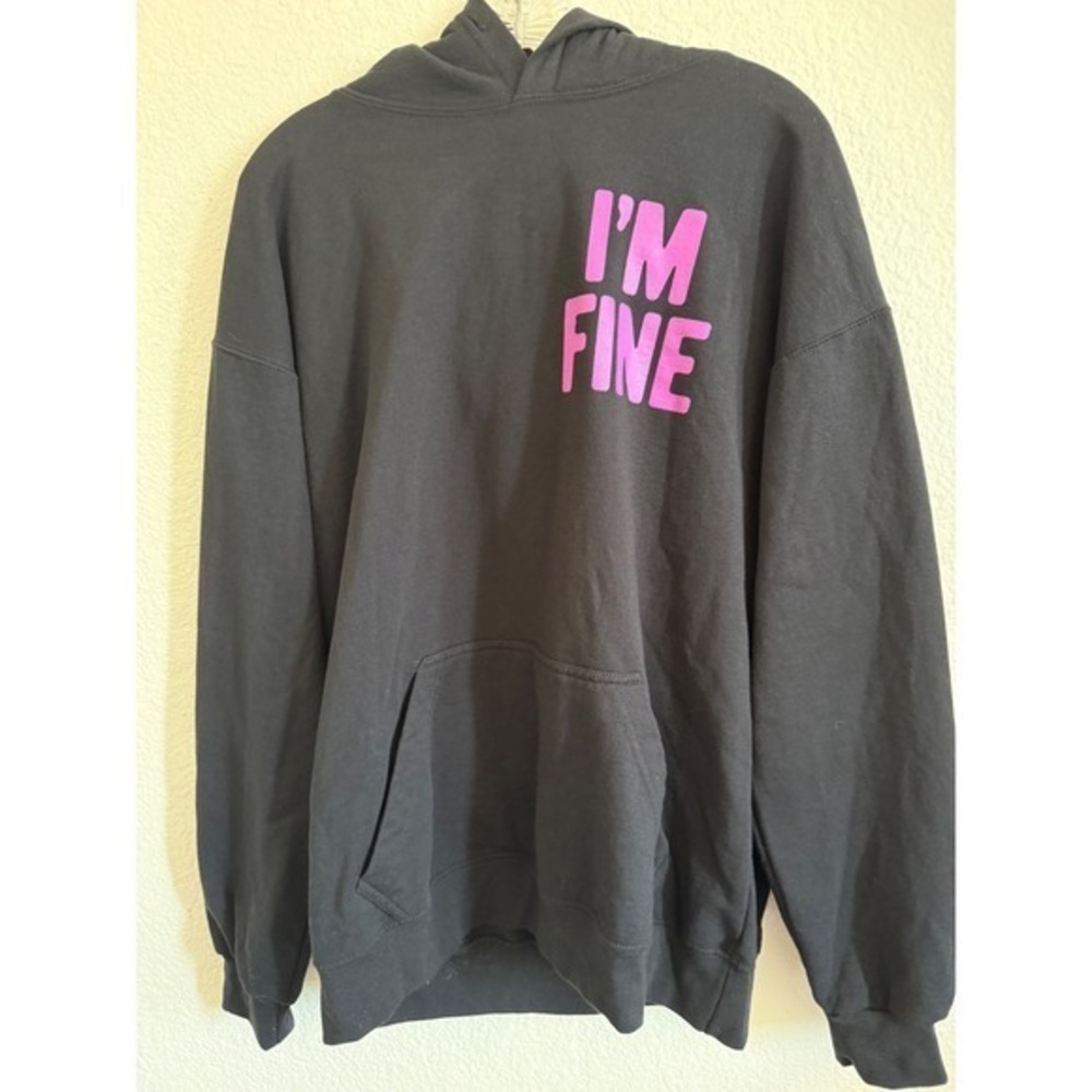 Assholes*s Live Forever Eeyore I'M FINE Black Graphic Hoodie Mens Large - Picture 2 of 7
